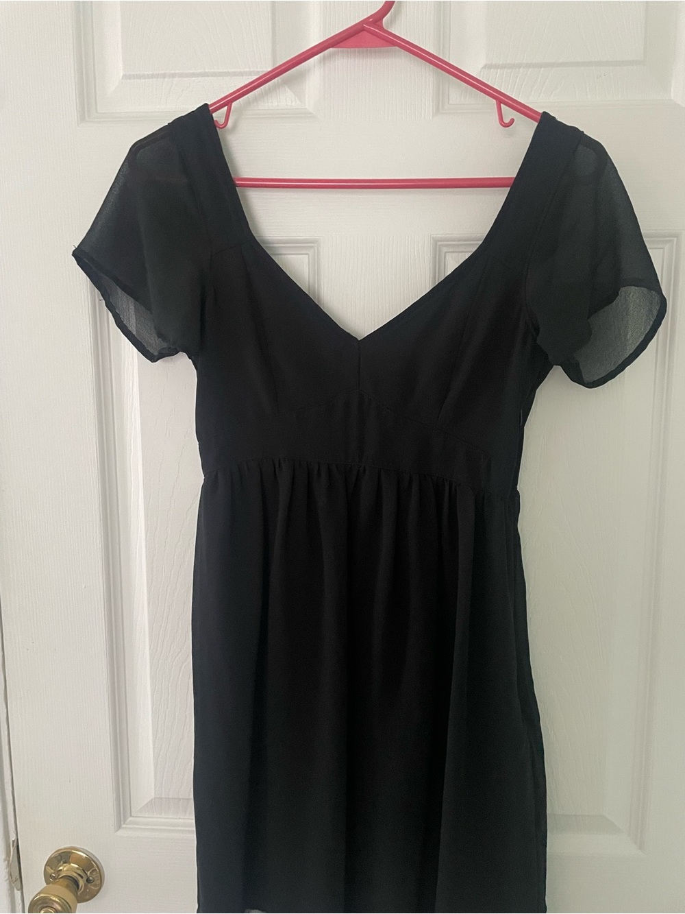 Black Short Sleeve Babydoll Mini Dress